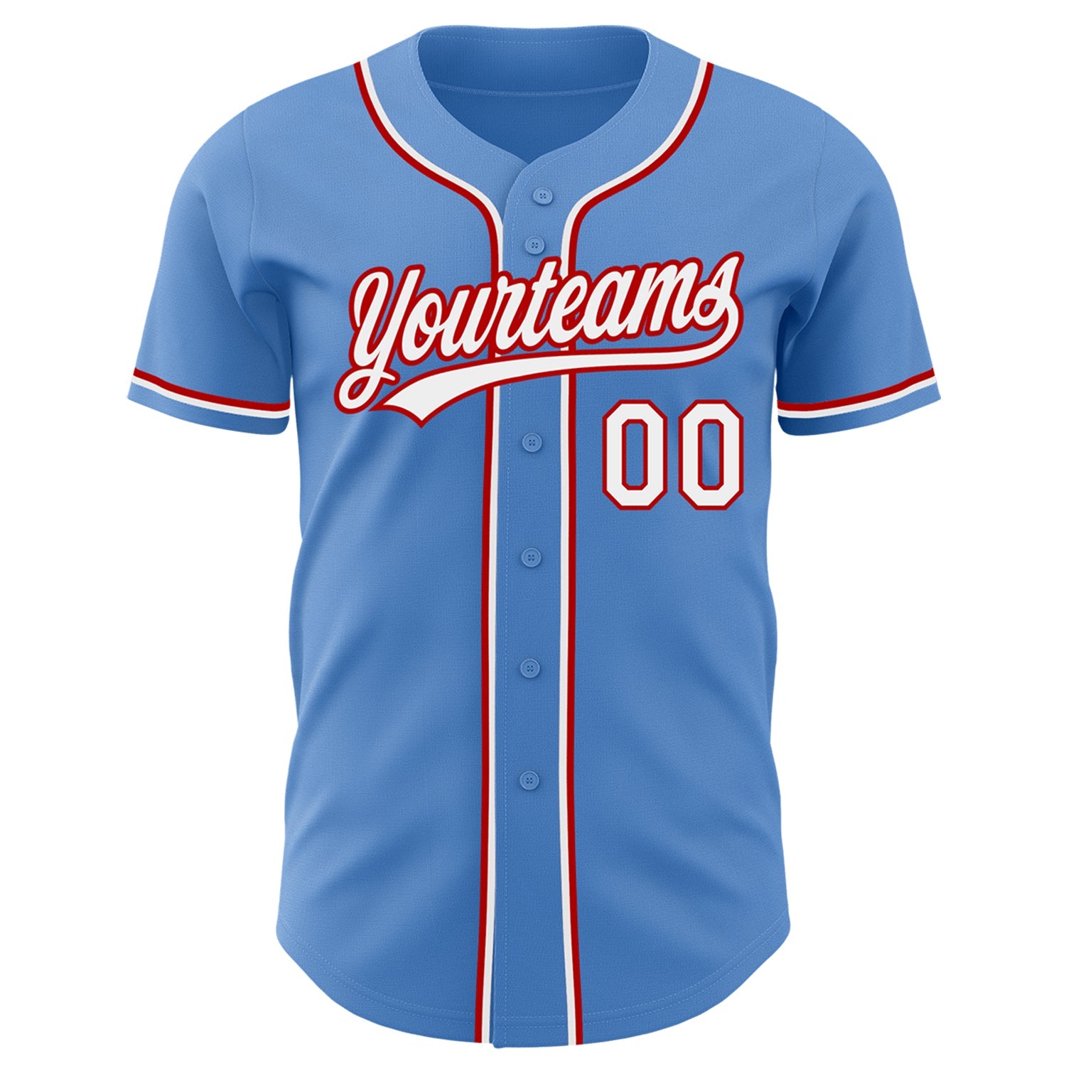 Custom Powder Blue White-Red Authentic Baseball Jersey - Sky-Custom