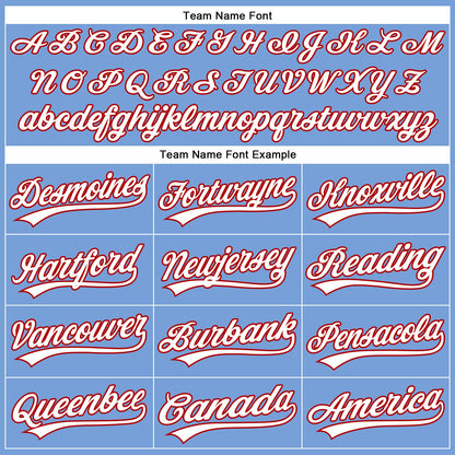 Custom Powder Blue White-Red Authentic Baseball Jersey - Sky-Custom