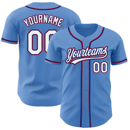 Custom Powder Blue White Royal-Red Authentic Baseball Jersey - Sky-Custom