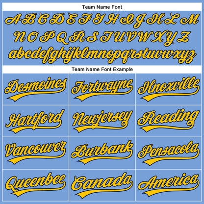 Custom Powder Blue Yellow-Navy Authentic Baseball Jersey - Sky-Custom