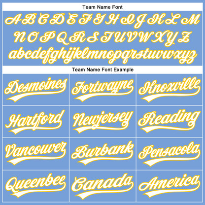 Custom Powder Blue White-Yellow Authentic Baseball Jersey - Sky-Custom