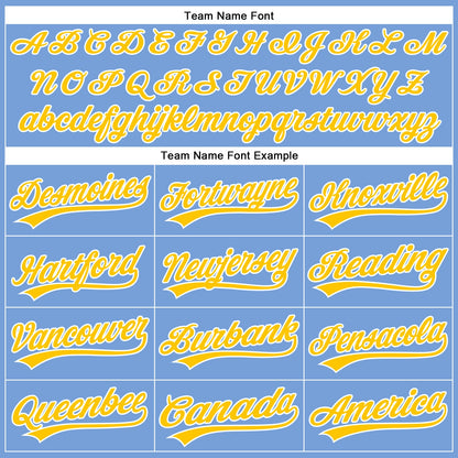 Custom Powder Blue Yellow-White Authentic Baseball Jersey - Sky-Custom