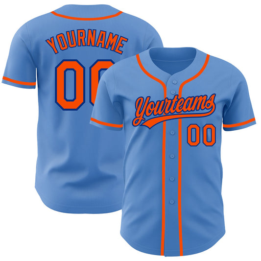 Custom Powder Blue Orange-Royal Authentic Baseball Jersey - Sky-Custom