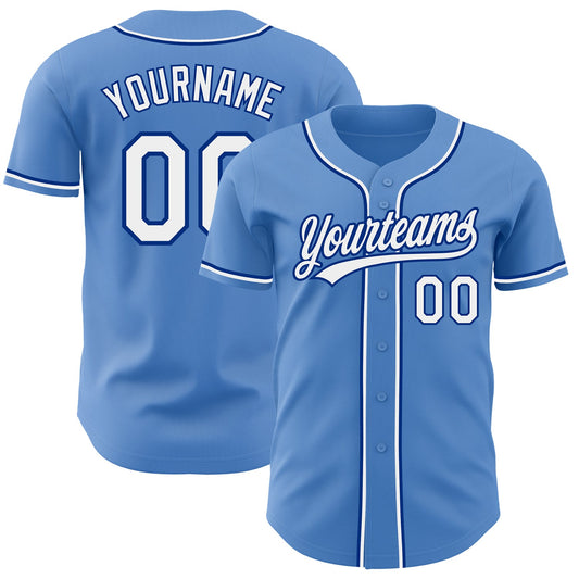 Custom Powder Blue White-Royal Authentic Baseball Jersey - Sky-Custom
