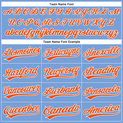 Custom Powder Blue Orange-White Authentic Baseball Jersey - Sky-Custom