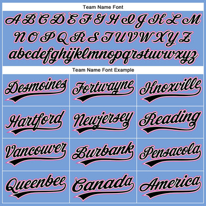 Custom Powder Blue Pink-Black Authentic Baseball Jersey - Sky-Custom