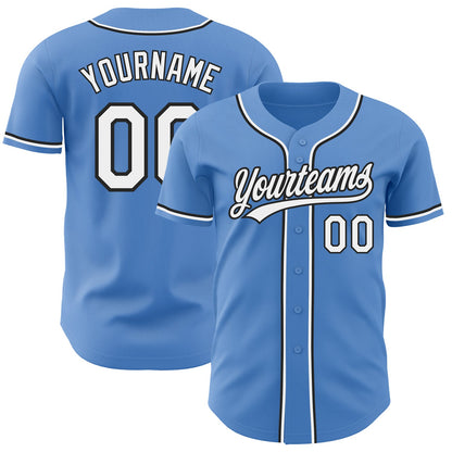 Custom Powder Blue White-Black Authentic Baseball Jersey - Sky-Custom