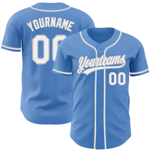 Custom Powder Blue White-Gray Authentic Baseball Jersey - Sky-Custom