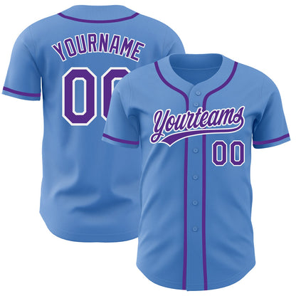 Custom Powder Blue Purple-White Authentic Baseball Jersey - Sky-Custom