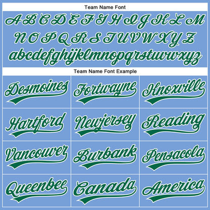 Custom Powder Blue Kelly Green-White Authentic Baseball Jersey - Sky-Custom