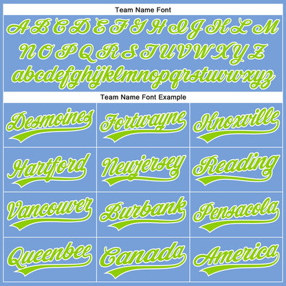 Custom Powder Blue Neon Green-White Authentic Baseball Jersey - Sky-Custom