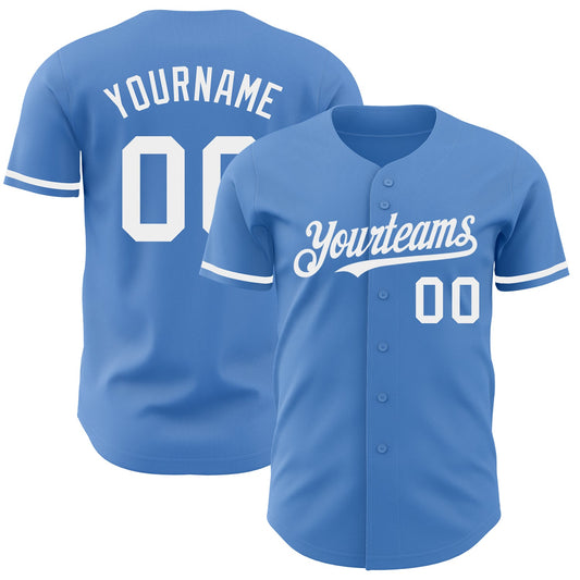 Custom Powder Blue White Authentic Baseball Jersey - Sky-Custom