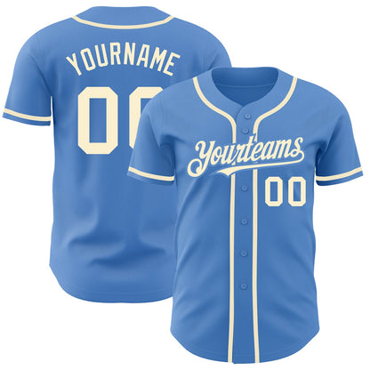 Custom Powder Blue Cream Authentic Baseball Jersey - Sky-Custom
