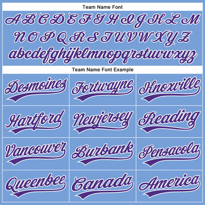 Custom Powder Blue White Pinstripe Purple Authentic Baseball Jersey - Sky-Custom