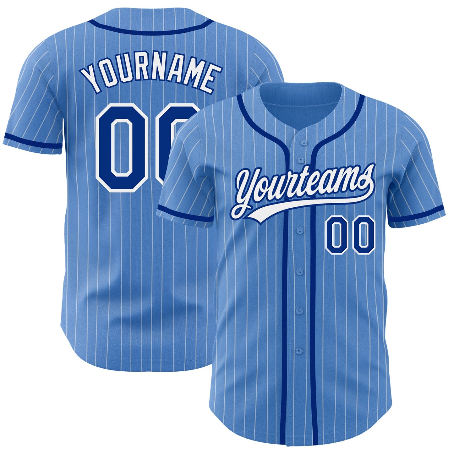Custom Powder Blue White Pinstripe Royal Authentic Baseball Jersey - Sky-Custom