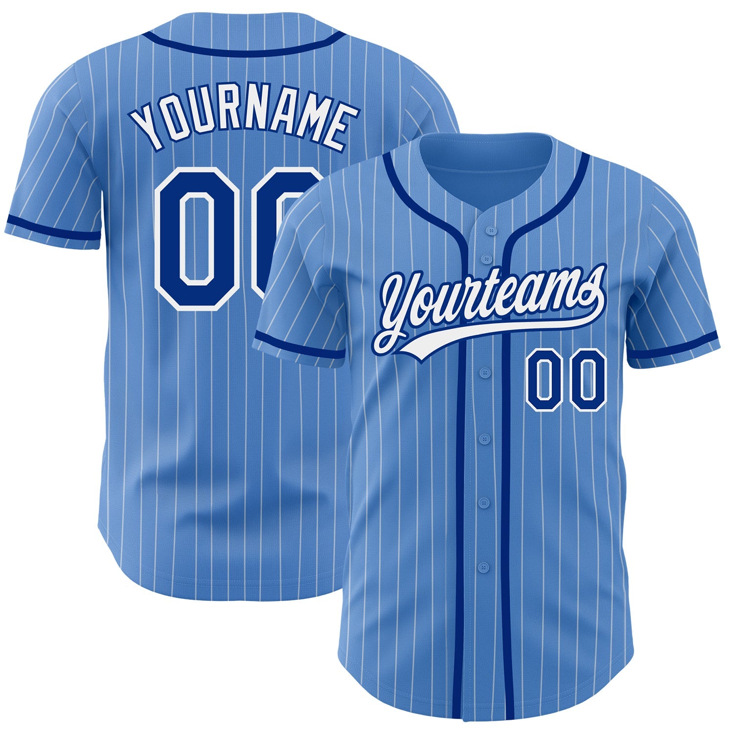 Custom Powder Blue White Pinstripe Royal Authentic Baseball Jersey - Sky-Custom