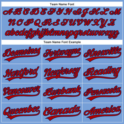Custom Powder Blue Red Pinstripe Navy Authentic Baseball Jersey - Sky-Custom