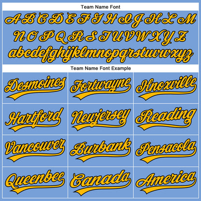 Custom Powder Blue Black Pinstripe Gold Authentic Baseball Jersey - Sky-Custom