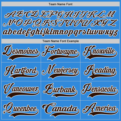 Custom Sky Blue Brown-White Hockey Lace Neck Jersey - Sky-Custom