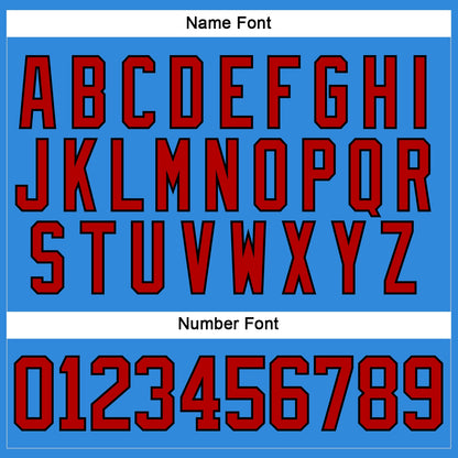 Custom Sky Blue Red-Black Hockey Lace Neck Jersey - Sky-Custom