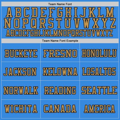 Custom Powder Blue Old Gold-Black Mesh Authentic Throwback Football Jersey - Sky-Custom