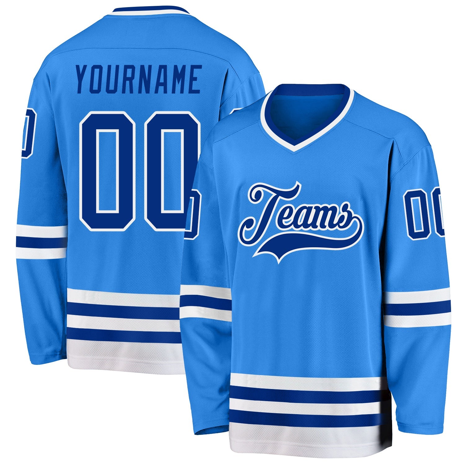 Custom Powder Blue Royal-White Hockey Jersey - Sky-Custom