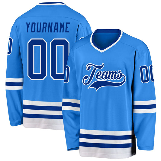 Custom Powder Blue Royal-White Hockey Jersey - Sky-Custom