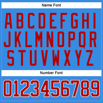 Custom Powder Blue Red-White Hockey Jersey - Sky-Custom