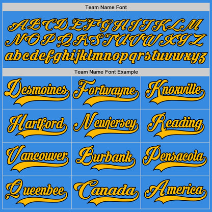 Custom Powder Blue Gold-Black Hockey Jersey - Sky-Custom