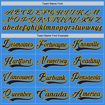 Custom Powder Blue Navy-Gold Hockey Jersey - Sky-Custom