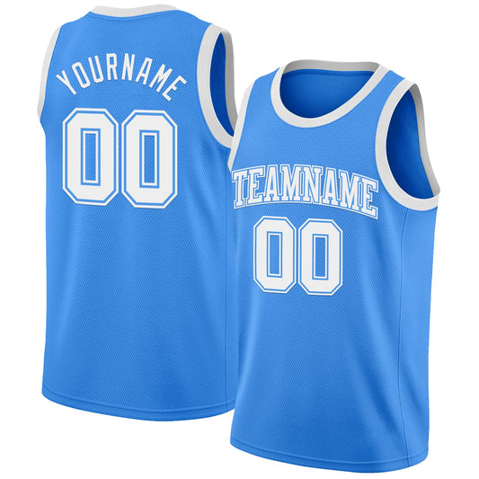 Custom Powder Blue White Authentic Basketball Jersey - Sky-Custom