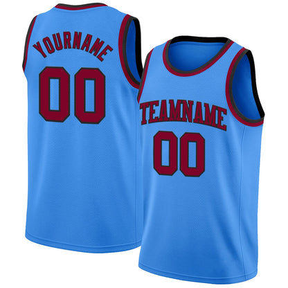 Custom Powder Blue Maroon-Black Authentic Basketball Jersey - Sky-Custom