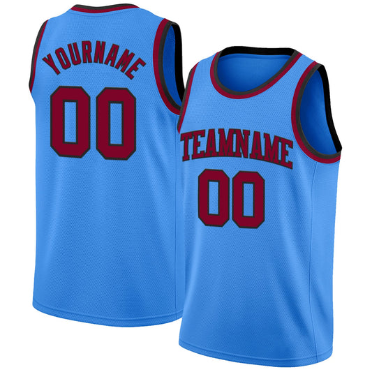 Custom Powder Blue Maroon-Black Authentic Basketball Jersey - Sky-Custom