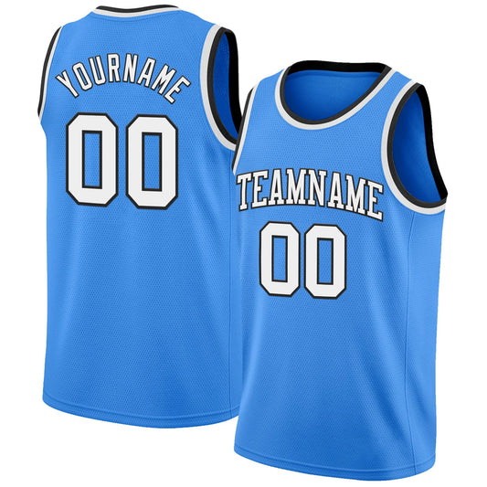 Custom Powder Blue White-Black Authentic Basketball Jersey - Sky-Custom