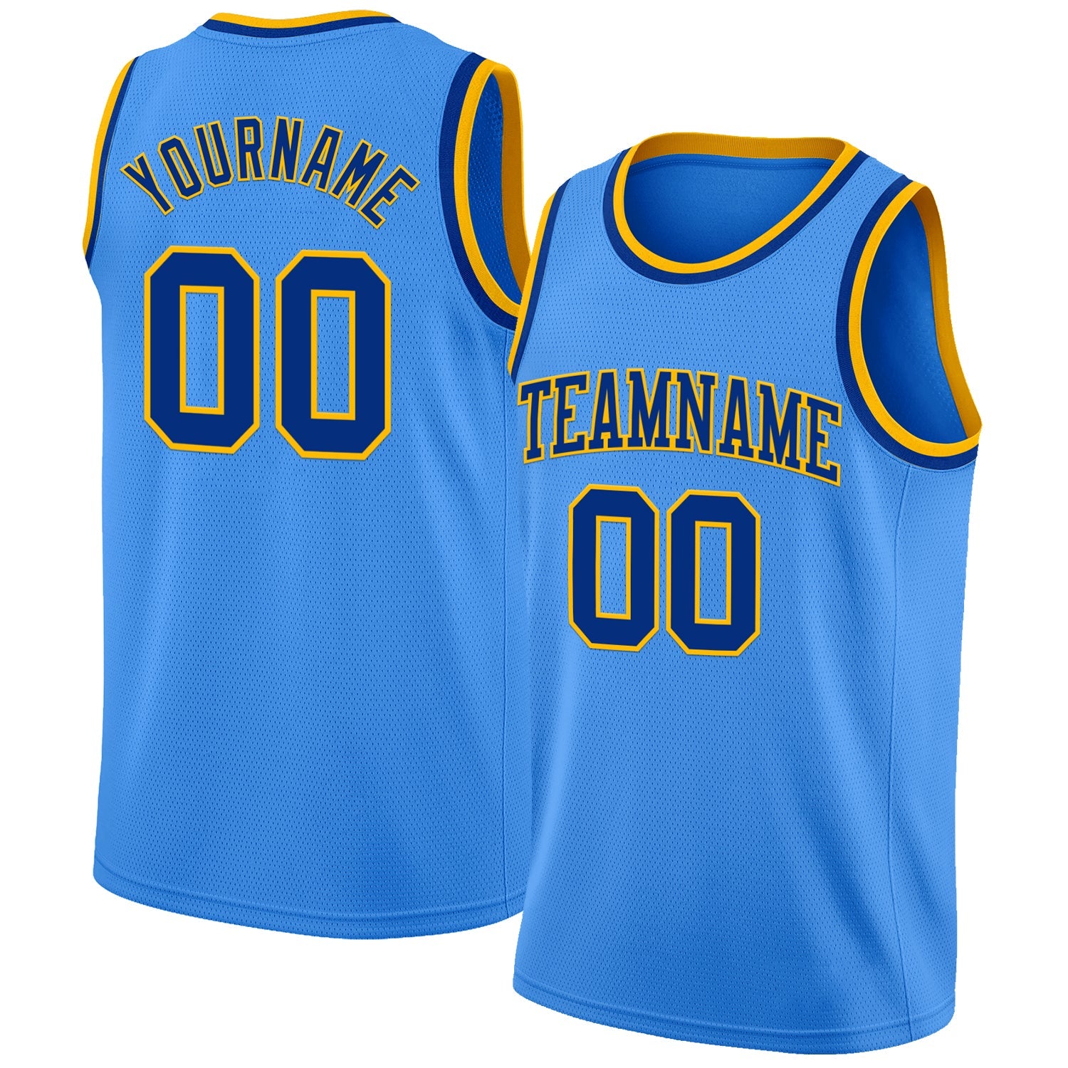 Custom Powder Blue Royal-Gold Authentic Basketball Jersey - Sky-Custom