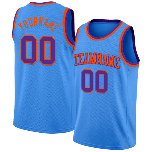 Custom Powder Blue Purple-Orange Authentic Basketball Jersey - Sky-Custom