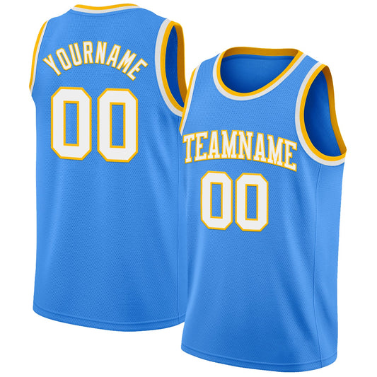 Custom Powder Blue White-Gold Authentic Basketball Jersey - Sky-Custom