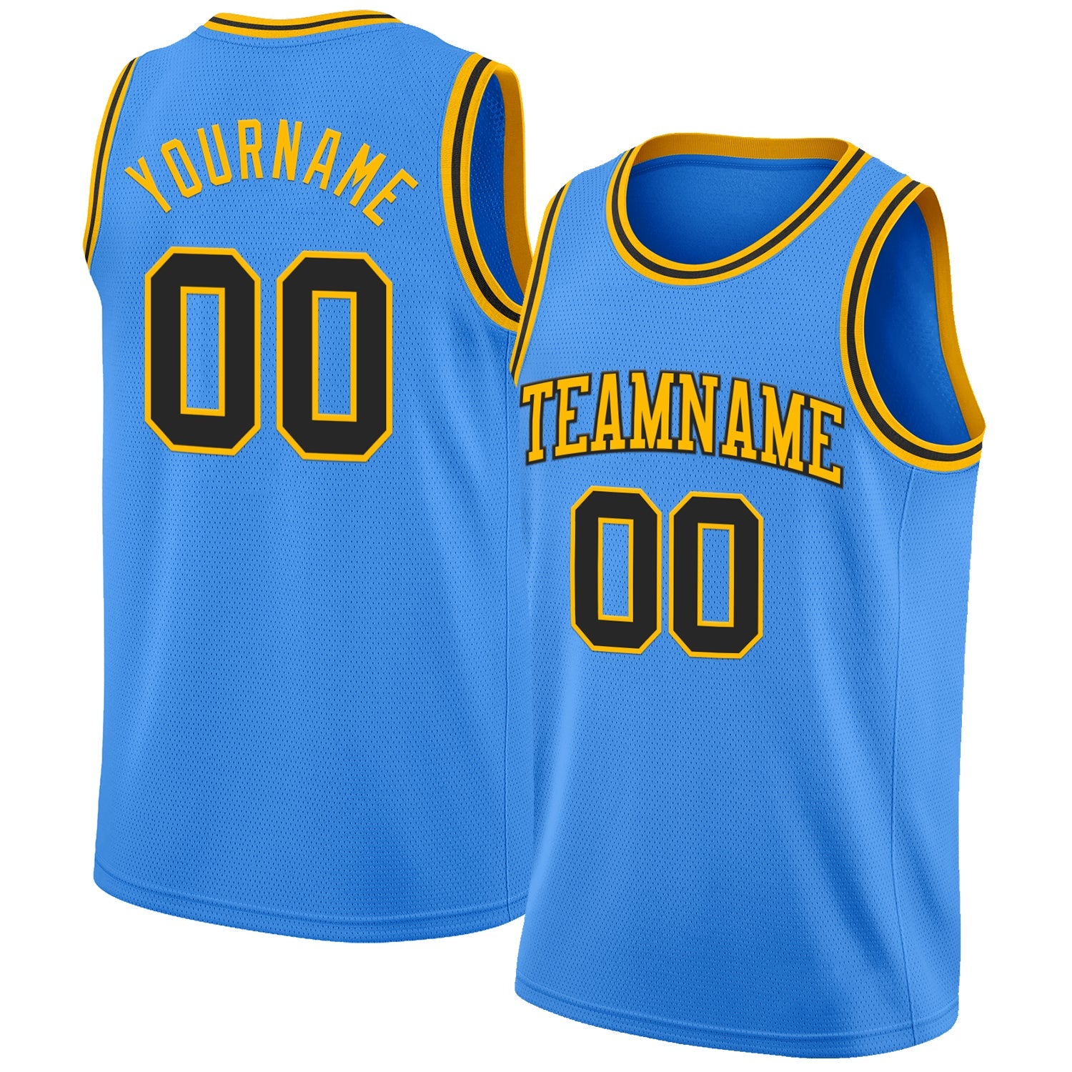 Custom Powder Blue Black-Gold Authentic Basketball Jersey - Sky-Custom