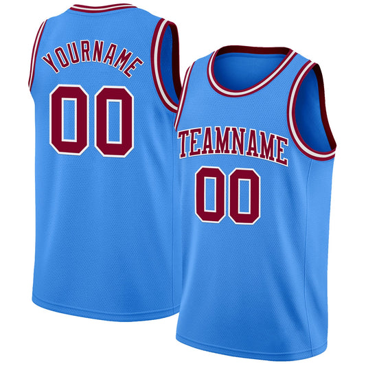 Custom Powder Blue Maroon-White Authentic Basketball Jersey - Sky-Custom
