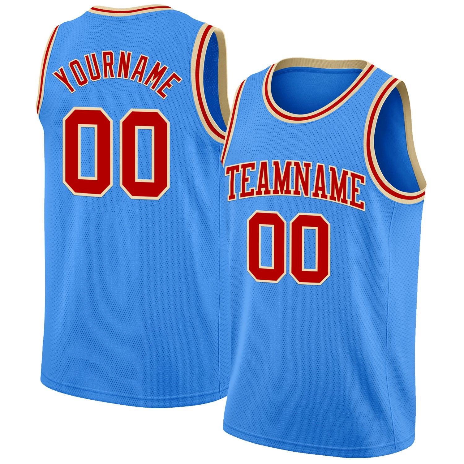 Custom Powder Blue Red-Cream Authentic Basketball Jersey - Sky-Custom