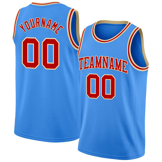 Custom Powder Blue Red-Cream Authentic Basketball Jersey - Sky-Custom