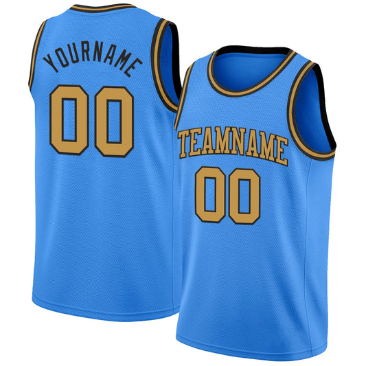 Custom Powder Blue Old Gold-Black Authentic Basketball Jersey - Sky-Custom