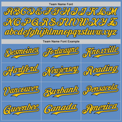 Custom Powder Blue Navy-Yellow Authentic Baseball Jersey - Sky-Custom
