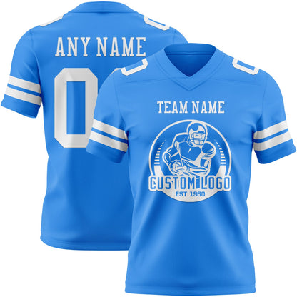 Custom Powder Blue White Mesh Authentic Football Jersey - Sky-Custom