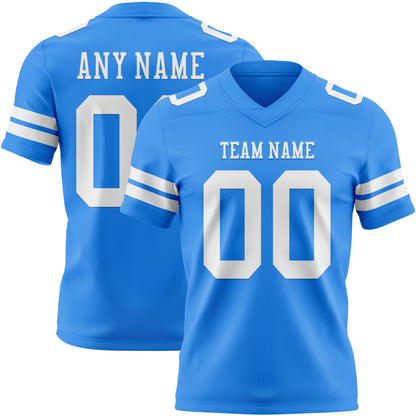 Custom Powder Blue White Mesh Authentic Football Jersey - Sky-Custom