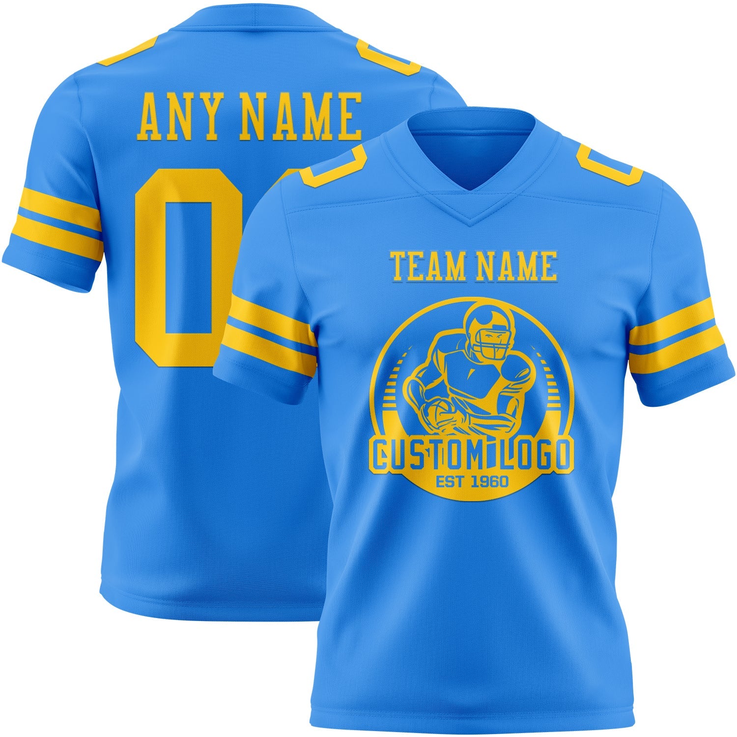 Custom Powder Blue Yellow Mesh Authentic Football Jersey - Sky-Custom