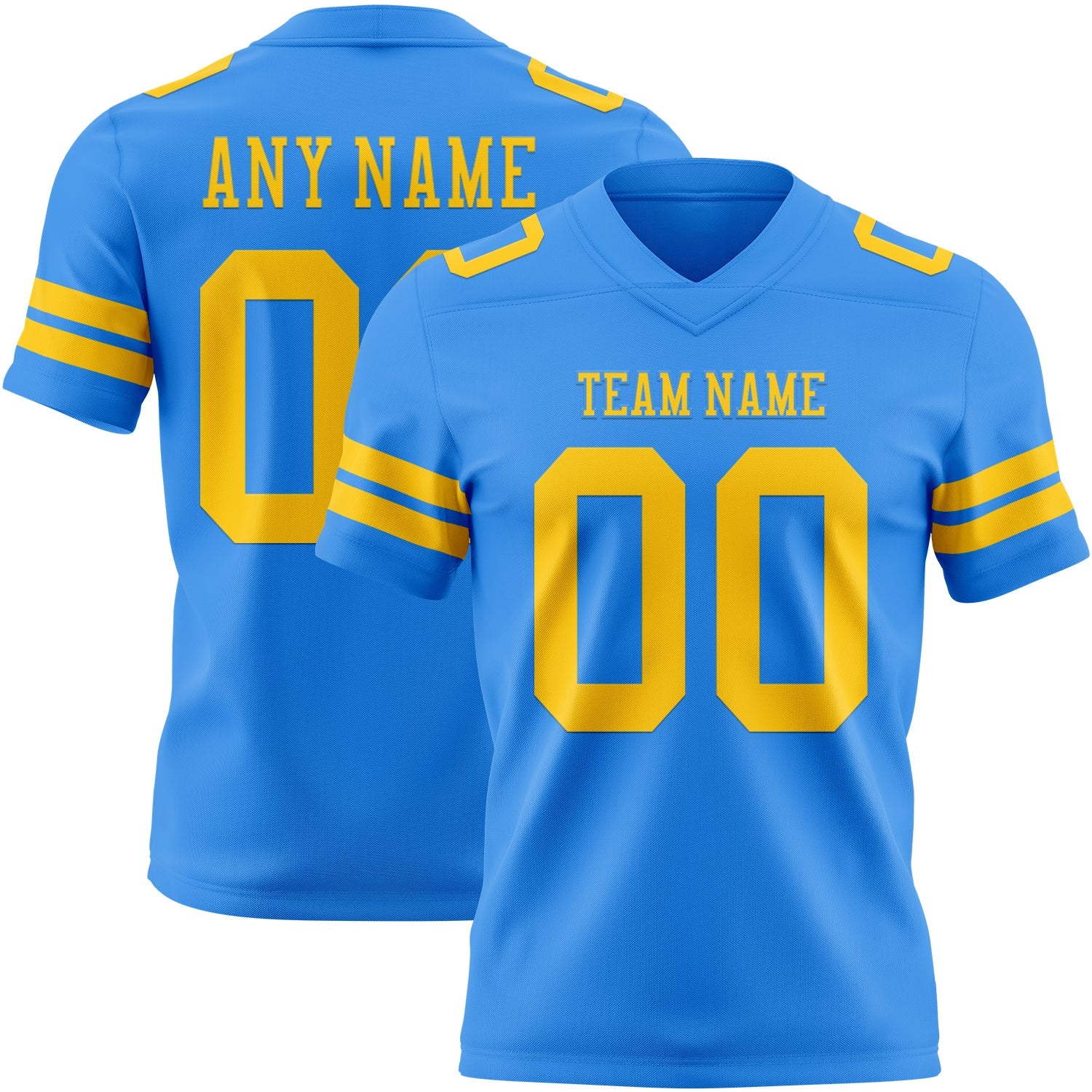 Custom Powder Blue Yellow Mesh Authentic Football Jersey - Sky-Custom