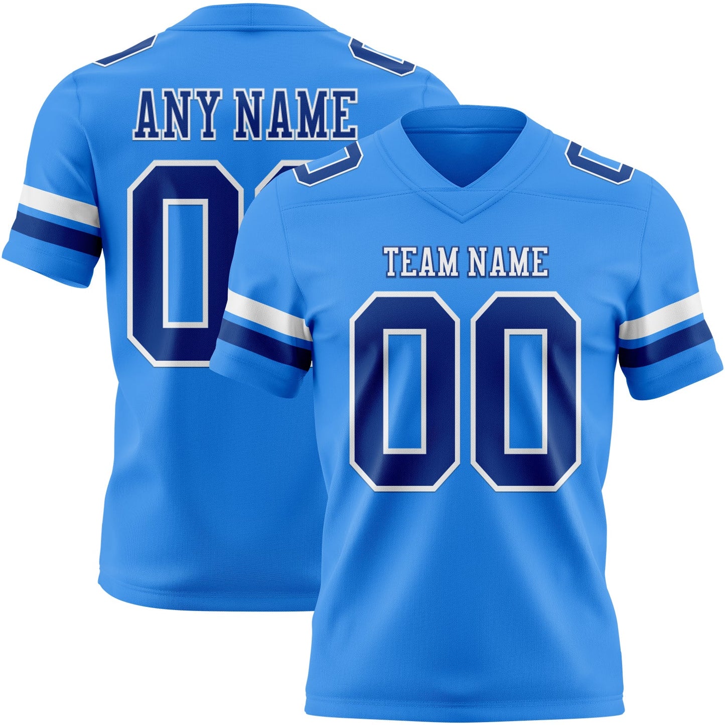 Custom Powder Blue Royal-White Mesh Authentic Football Jersey - Sky-Custom