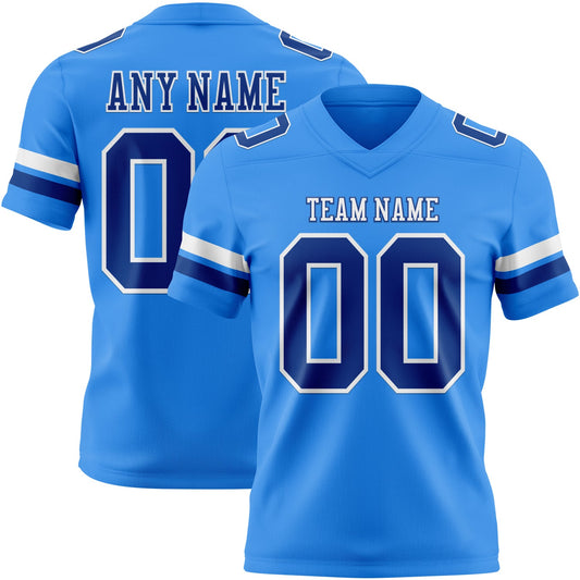 Custom Powder Blue Royal-White Mesh Authentic Football Jersey - Sky-Custom
