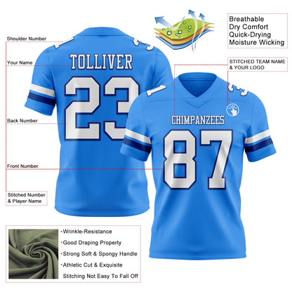 Custom Powder Blue White-Royal Mesh Authentic Football Jersey - Sky-Custom